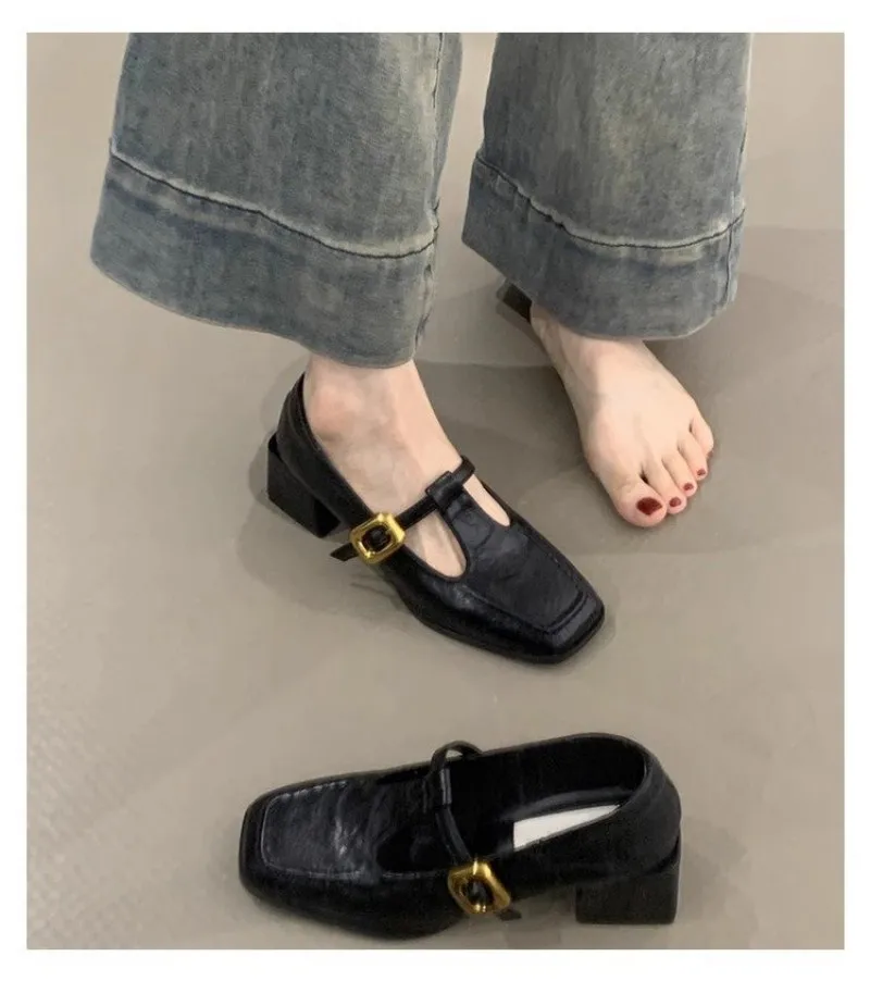 여성용 사각 앞코, T자 스트랩, 메리 제인 스타일,  - Heels 리뷰 및 가격