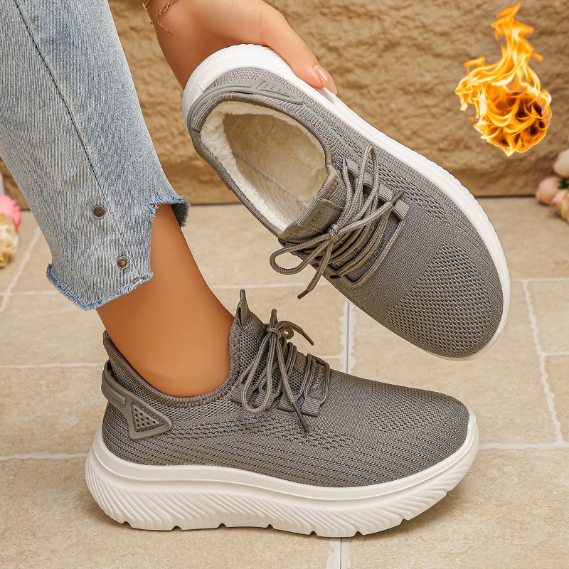 2027년 여성용 아웃도어 워킹 스니커즈, 통기성이 좋 - Knit Fabric Lace Up Sneakers 리뷰 및 가격