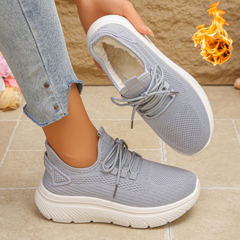 2027년 여성용 아웃도어 워킹 스니커즈, 통기성이 좋 - Knit Fabric Lace Up Sneakers 리뷰 및 가격