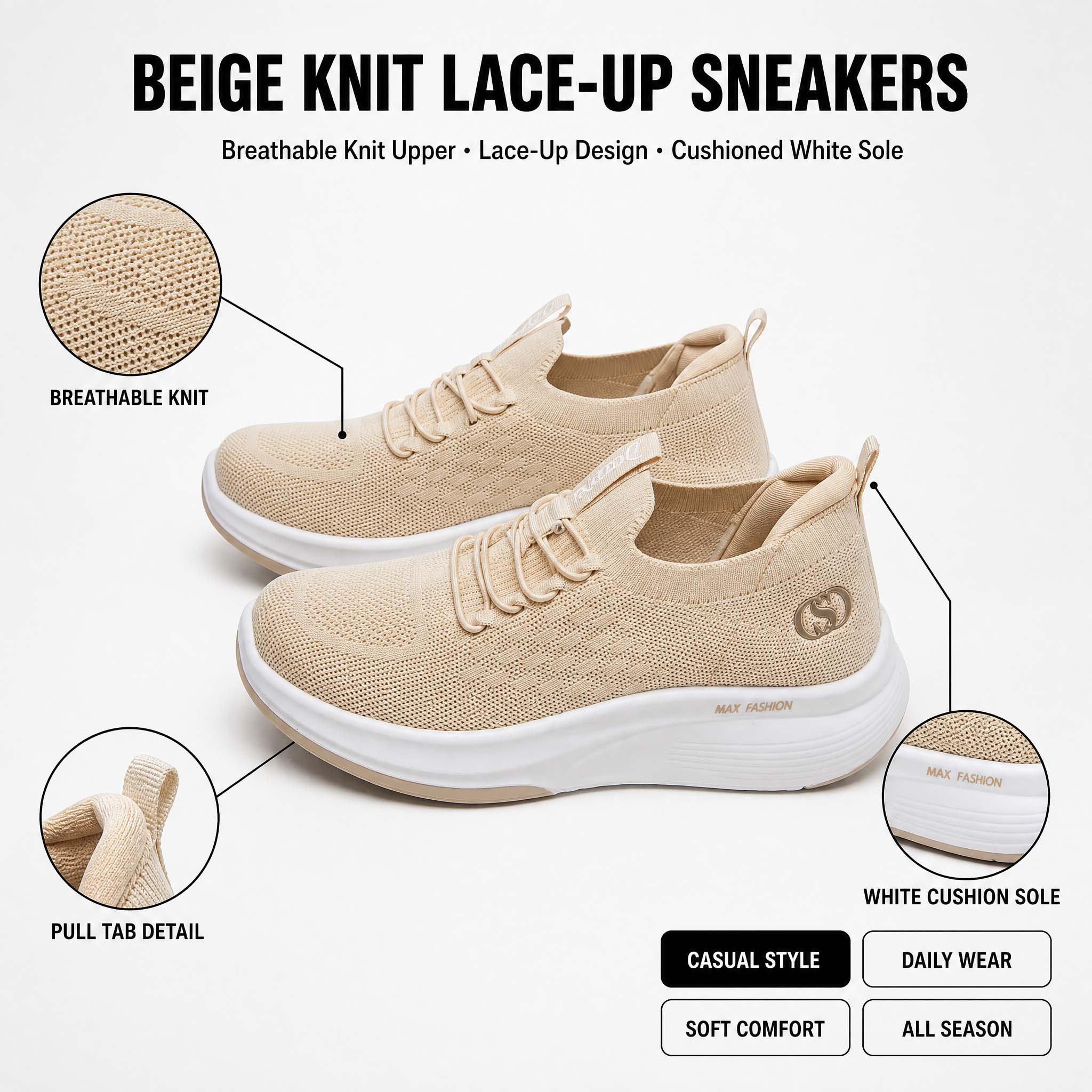 여성용 니트 소재 플랫폼 워킹화, 통기성이 좋은 니트  - Knit Fabric Lace Up Sneakers 리뷰 및 가격